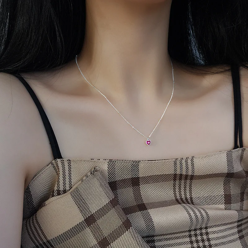 925 Sterling Silver Zircon Heart Interlocking Necklaces For Women Luxury Quality Jewelry Gift Female Free Shipping Items - Image 6