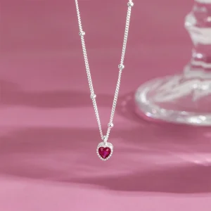 925 Sterling Silver Zircon Heart Interlocking Necklaces For Women Luxury Quality Jewelry Gift Female Free Shipping Items