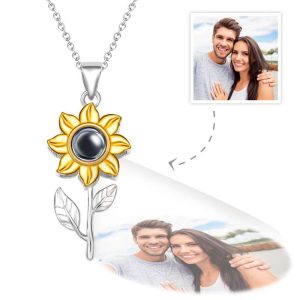 100 Languages I Love You Projection Necklace European and American Women Exquisite Sunflower Jewelry Simple Fashion Necklace Women