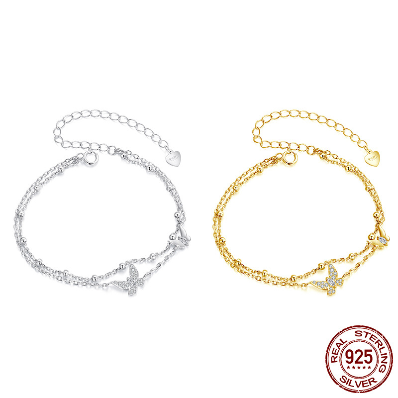 Double layer butterfly bracelet s925 pure silver jewelry for women - Image 4