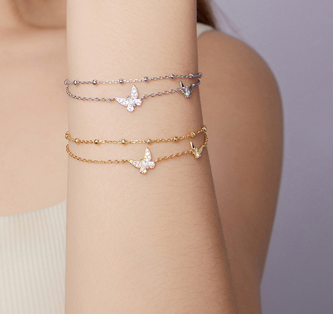 Double layer butterfly bracelet s925 pure silver jewelry for women - Image 6