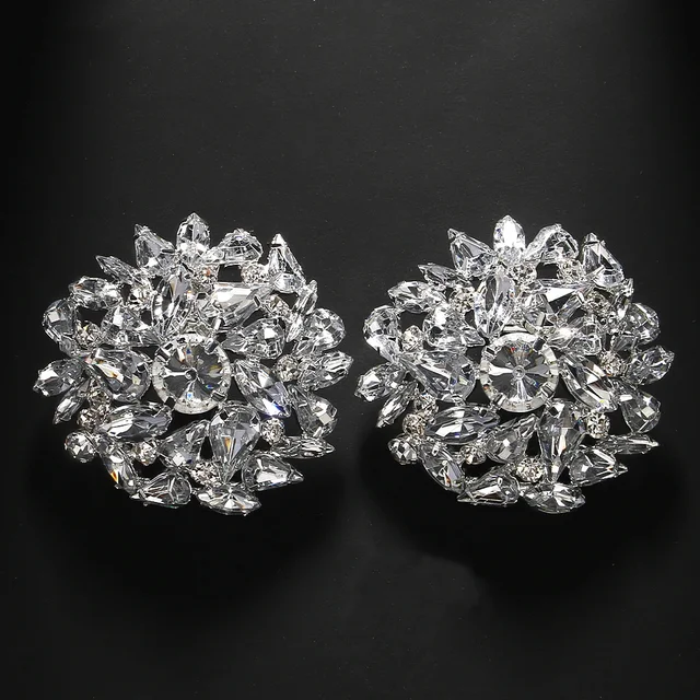 Fashion Round Clip Earrings Geometric Wedding for Women Bling Christmas Gift Rhinestone Clip on Earrings No Piercing Jewelry - Image 7