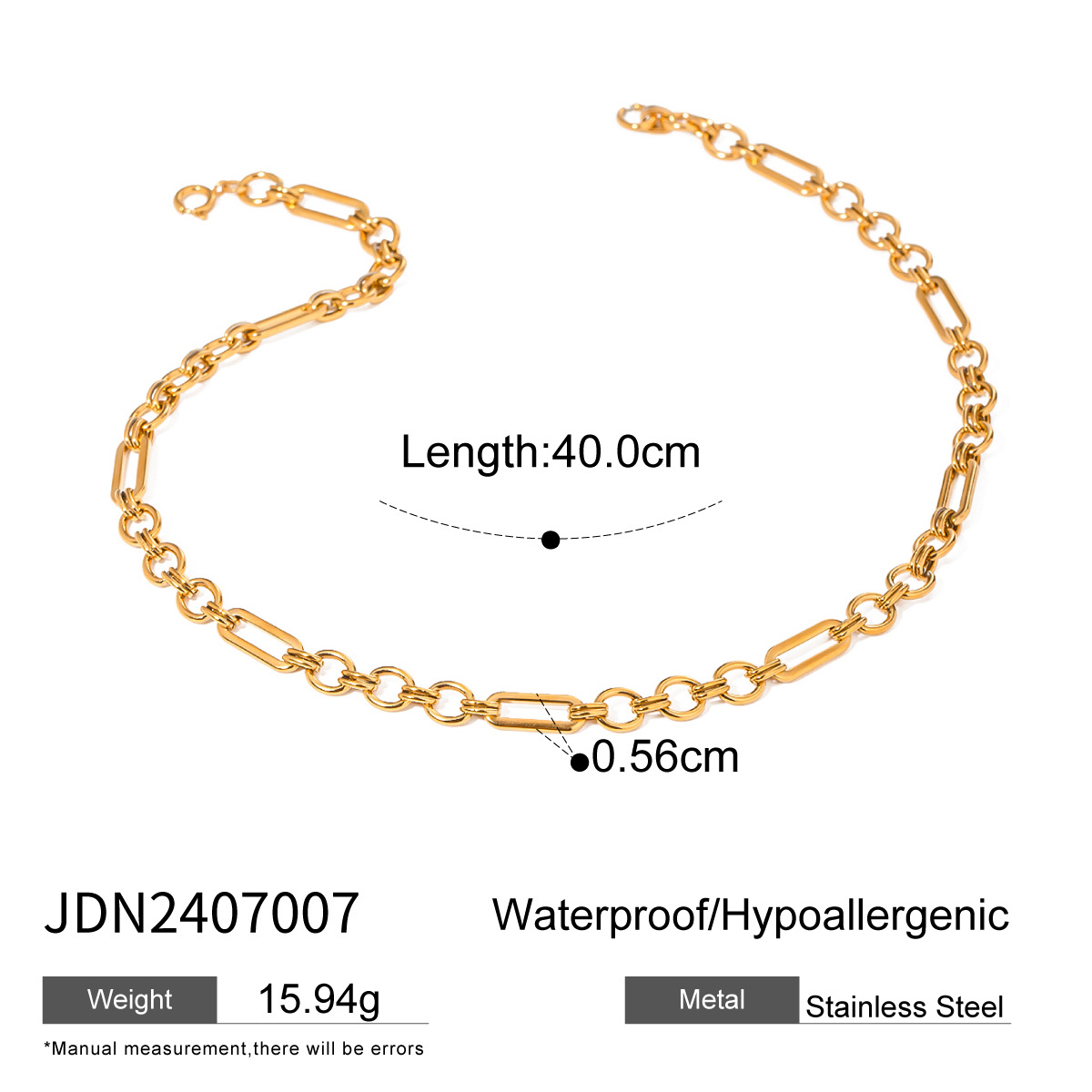 Fashion 18k gold stainless steel handmade chain 3:1 chain necklace female non-fading trendy jewelry - Image 6