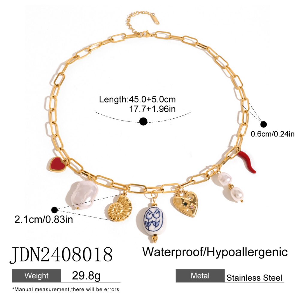 European and American stainless steel necklace with high-end feel collarbone chain ceramic pendant titanium steel jewelry