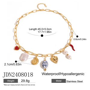 European and American stainless steel necklace with high-end feel collarbone chain ceramic pendant titanium steel jewelry