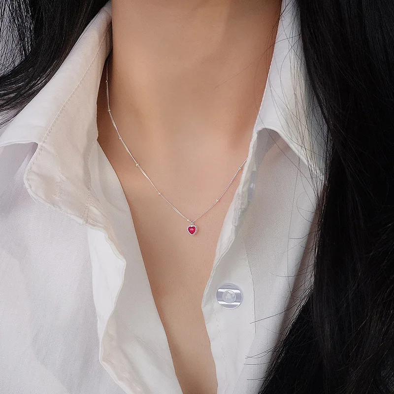 925 Sterling Silver Zircon Heart Interlocking Necklaces For Women Luxury Quality Jewelry Gift Female Free Shipping Items - Image 2